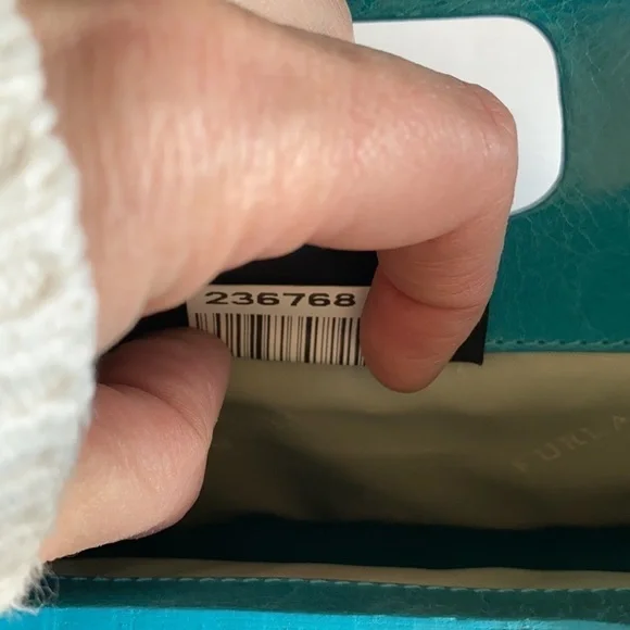 Furla handbag purse leather teal rectangle